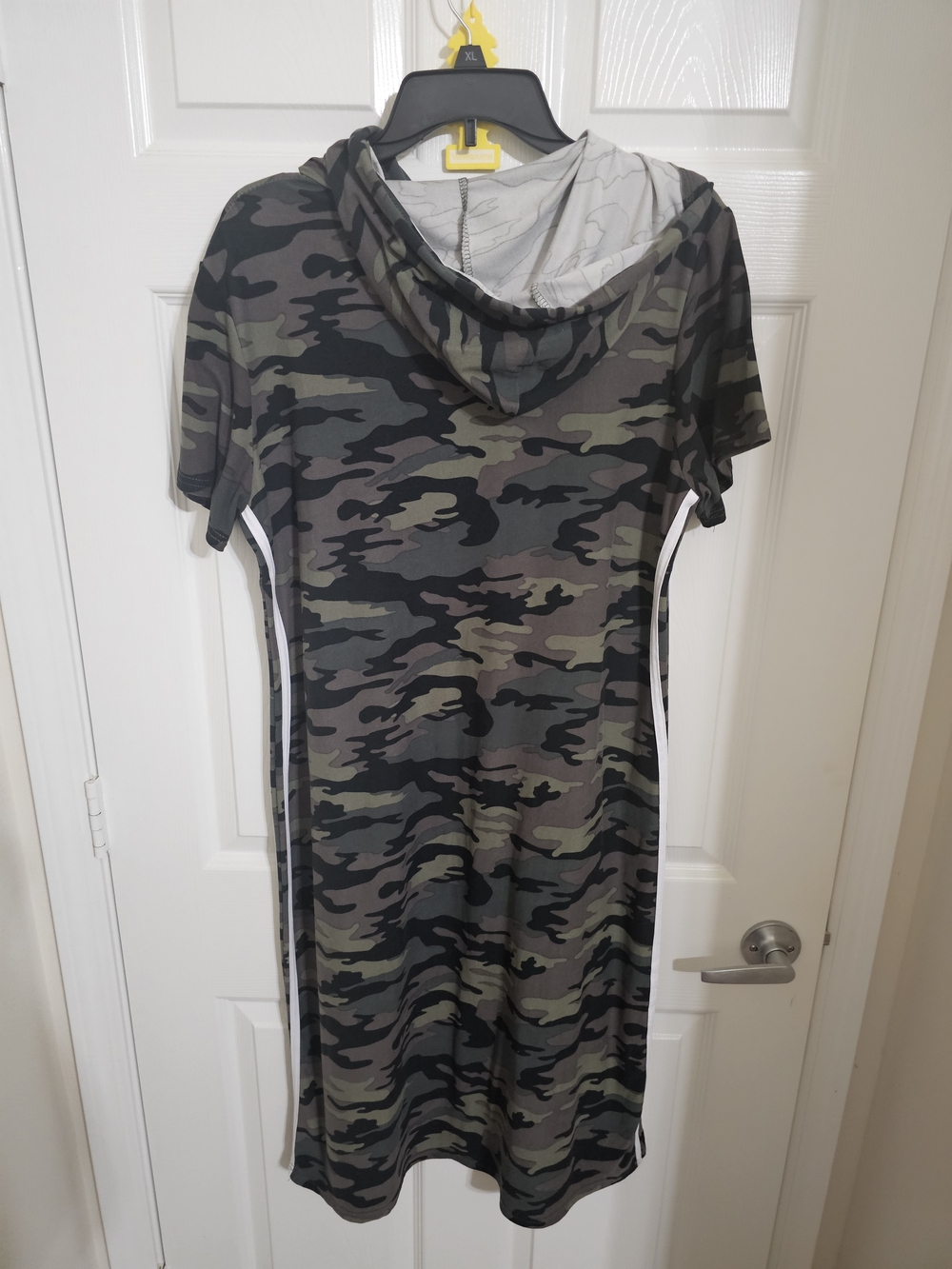 Camo Short-Sleeve Hooded Midi Dress - Olive Camouflage